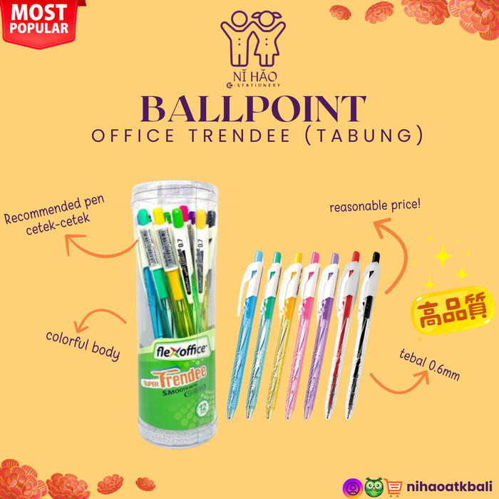 

Terbaru BALLPOINT OFFICE TRENDEE (1 TABUNG ISI 12 PCS) 100% ori