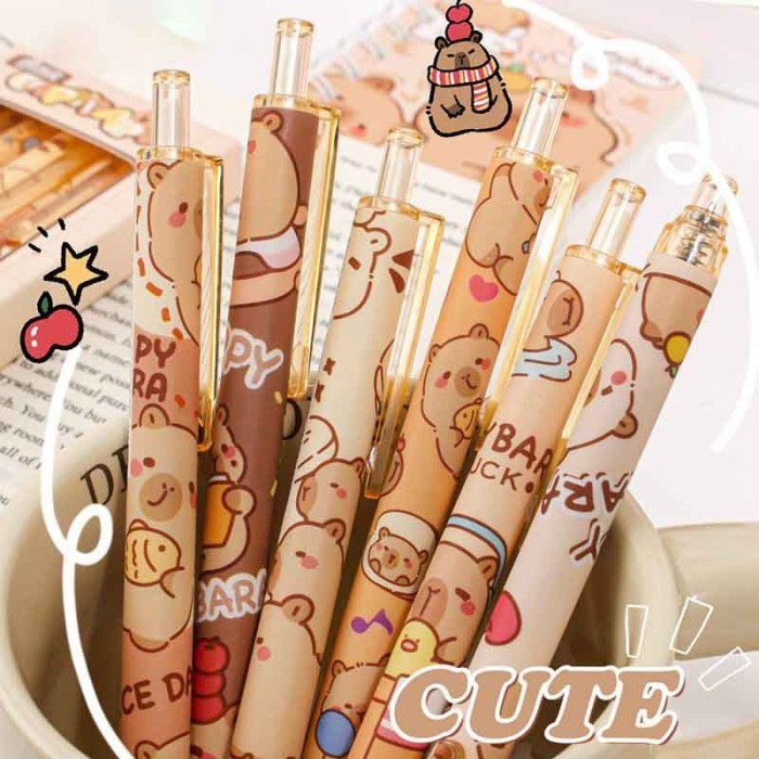 

Terbaru (1BOX = 6PCS PENA) PULPEN GEL MEKANIK FULL COLOR PRINT KARAKTER CAPYBARA JENNIE #ST107 PENA