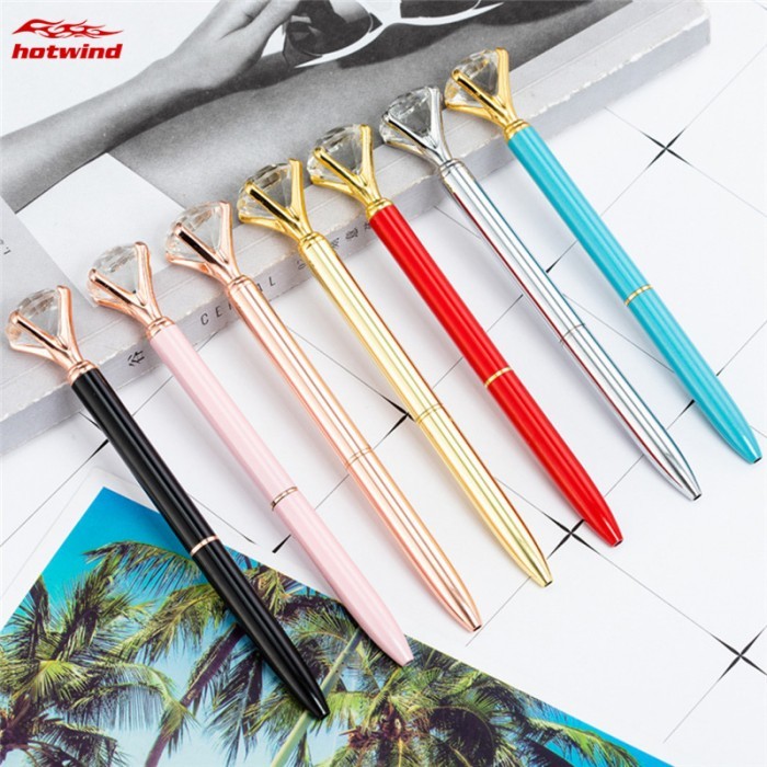 

Terbaru HW Big Diamond Crystal Pen Gem Ballpoint Pens Fashion School Office 100% ori