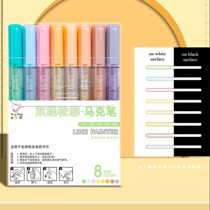 

Terbaru [ORGM] Alat Tulis Kantor Perlengkapan Sekolah Dual Line Painter Spidol Cat Dekor Warna