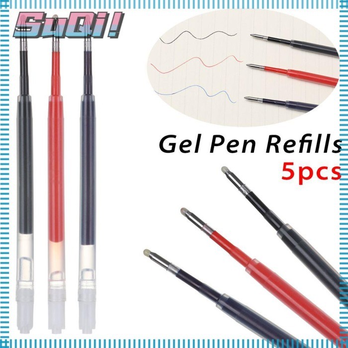 

Terbaru Suqi 5pcs / Lot Refill Pulpen Gel Tinta Hitam / Biru Untuk Kantor 100% ori