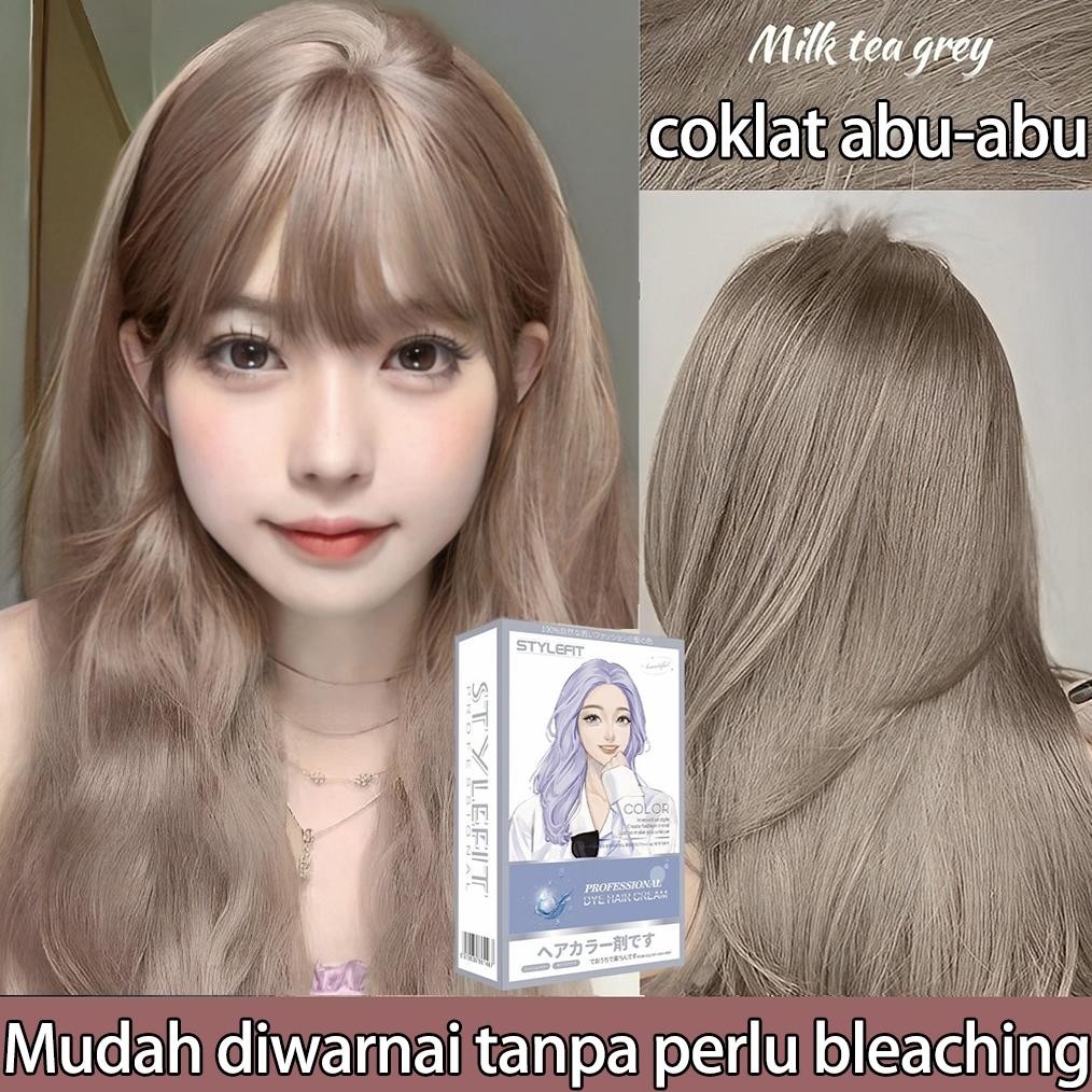 Cb - Style Fit Cat Rambut Milk Tea*200Ml Tidak Perlu Pemutih, Pewarna Rambut Alami Nabati, Mewarnai 