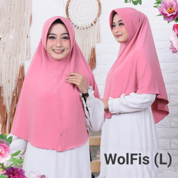 Hijab Bergo Wolfis Pet ( L ) Kerudung Instan