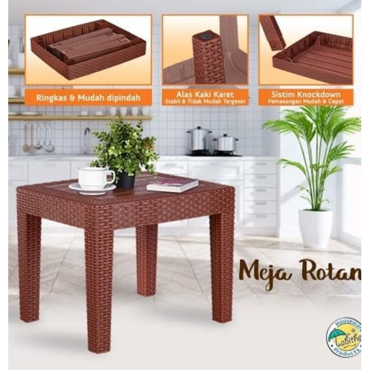 Kursi teras anyaman plastik Tabitha dan meja H24M