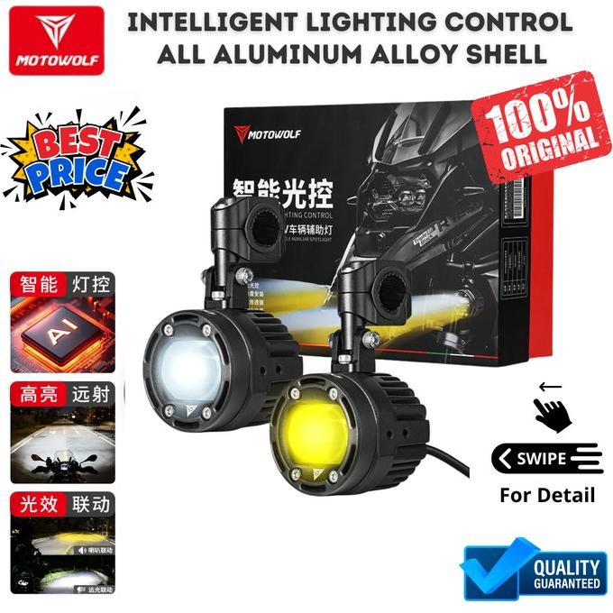 TERLARIS - Motowolf Lampu Tembak Motor Super Terang Lampu LED Motor Putih Kuning