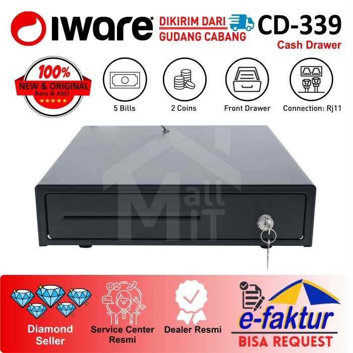 Cash Drawer Laci Kasir Rj11 Iware Cd-339 Cd339 Pos Penganti Cd330 Terbaru