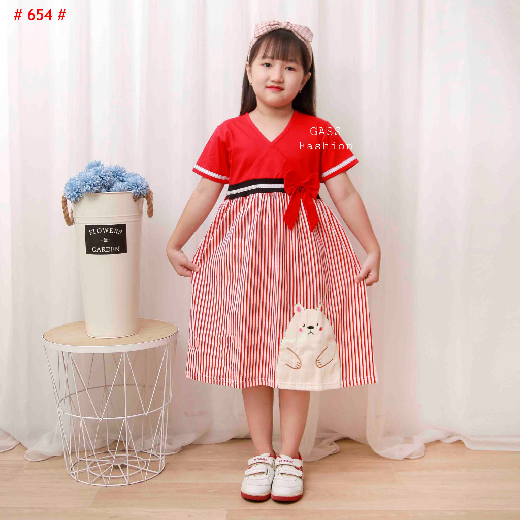 Dres Perempuan Dress Tanggung 6-7 Taun Drese 1-14 Dris Midi Lebaran Tahun Baru Anak Greja Minidress 