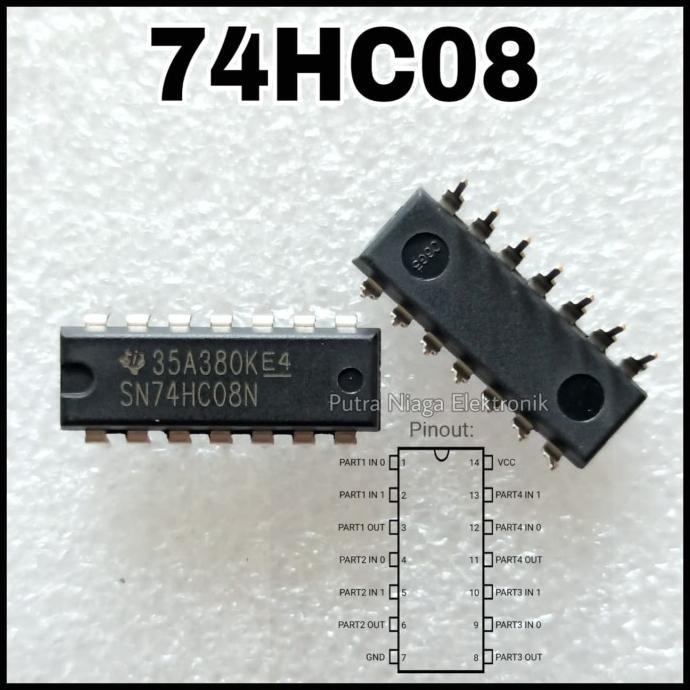 Baru ic TTL 7408 74HC08 dip 14p / SN74HC08N / HD74HC08P putr4n