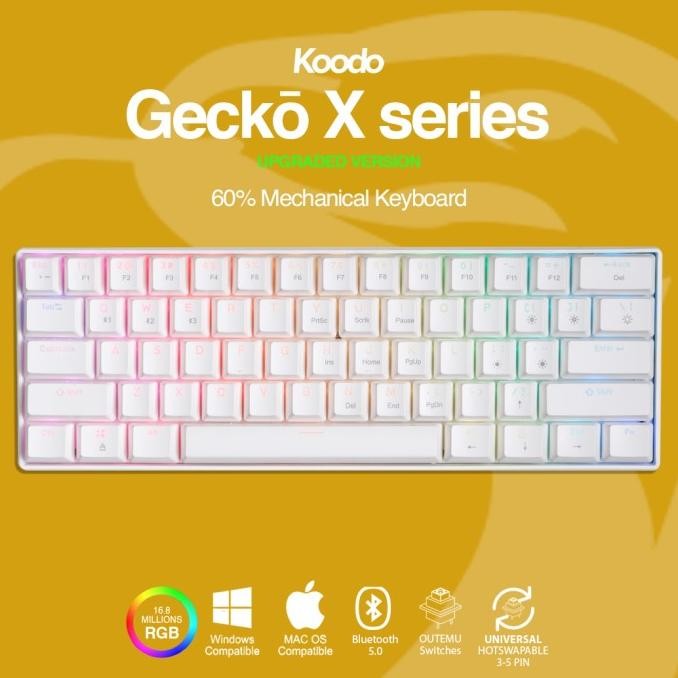 TERLARIS - KOODO Gecko 60% Layout RGB Mechanical Keyboard Outemu | White Case