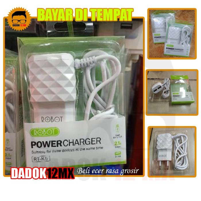 Charger Hanphone Asli Real Brand Robot RTK-5 Fast Charging/3 Output