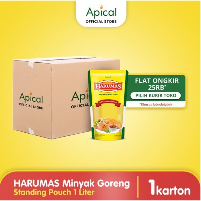 

[1 Karton] Harumas Minyak Goreng Standing Pouch 1L New
