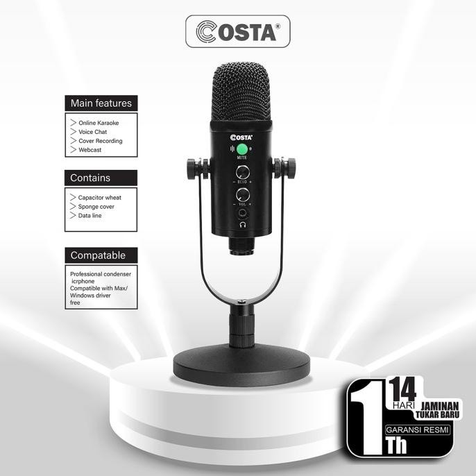 COSTA CM-U100 Microphone USB professional Condenser Podcast,Vocal