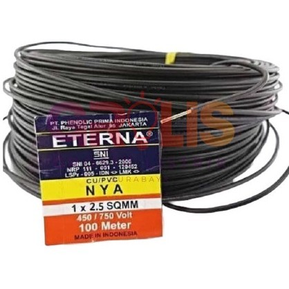Eterna Nya 2,5 Roll 50/100 Meter Kabel Listrik Tembaga 1 Kawat Tunggal