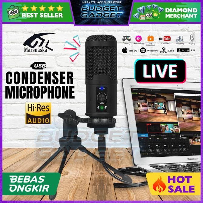 BM-65 Professional Mic Condenser Live Mikrofon USB + Mini Tripod Stand