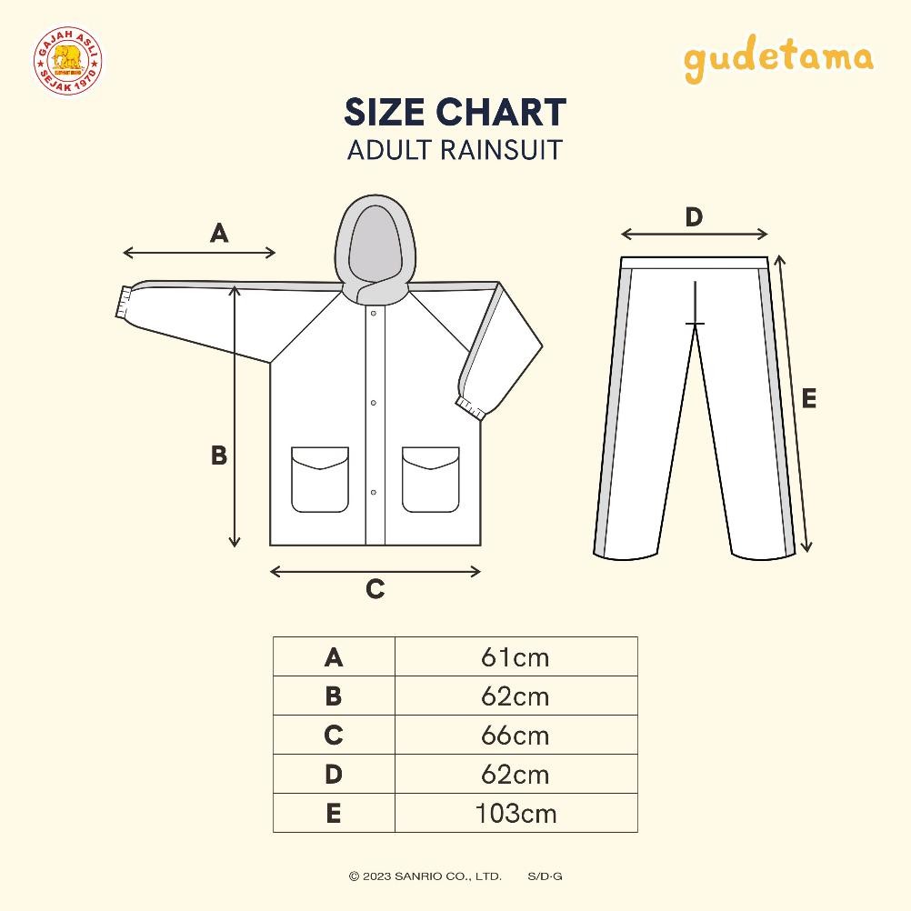 CR - Jas Hujan Gudetama Jaket Celana ELEPHANT BRAND Raincoat Pria Wanita Dewasa TERLARIS