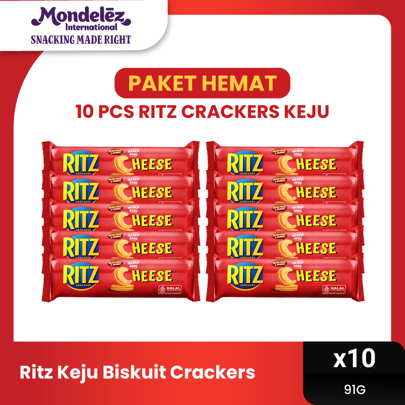 

Ritz Cheese Biskuit Crackers 91g x 10 - Multipack Isi 10 Biskuit Keju Gurih dan Renyah Favorit Keluarga Family [PAKET HEMAT]