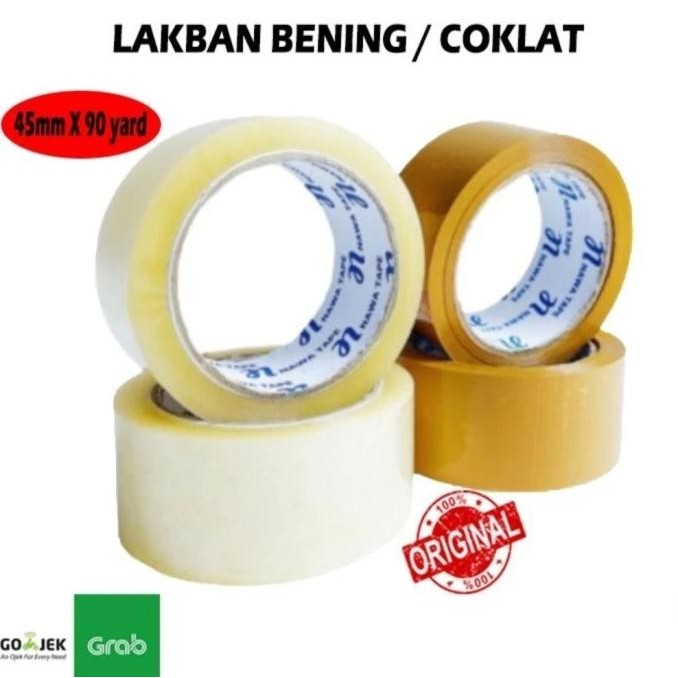 

Gosend / Dus 72 pcs Lakban Bening / Coklat Nawa Tape 45 mm x 90 yard