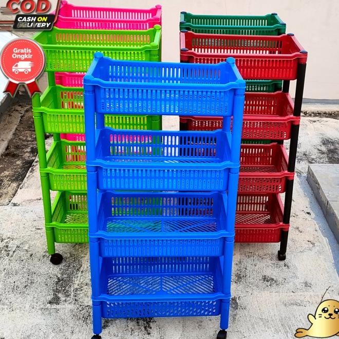 Rak Serbaguna / Rak Salon 4 Susun Plastik Keranjang Ksb