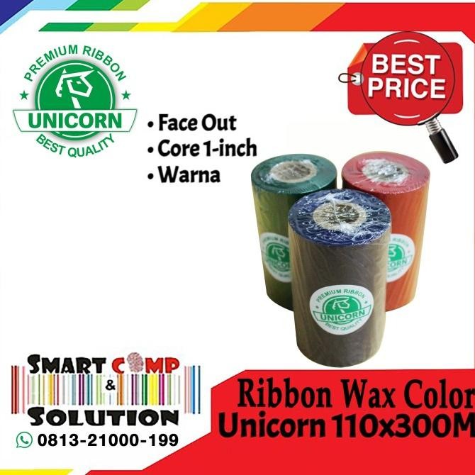 

Ribbon Warna Label Barcode Premium Wax Unicorn 110x300m Core 1 Inch