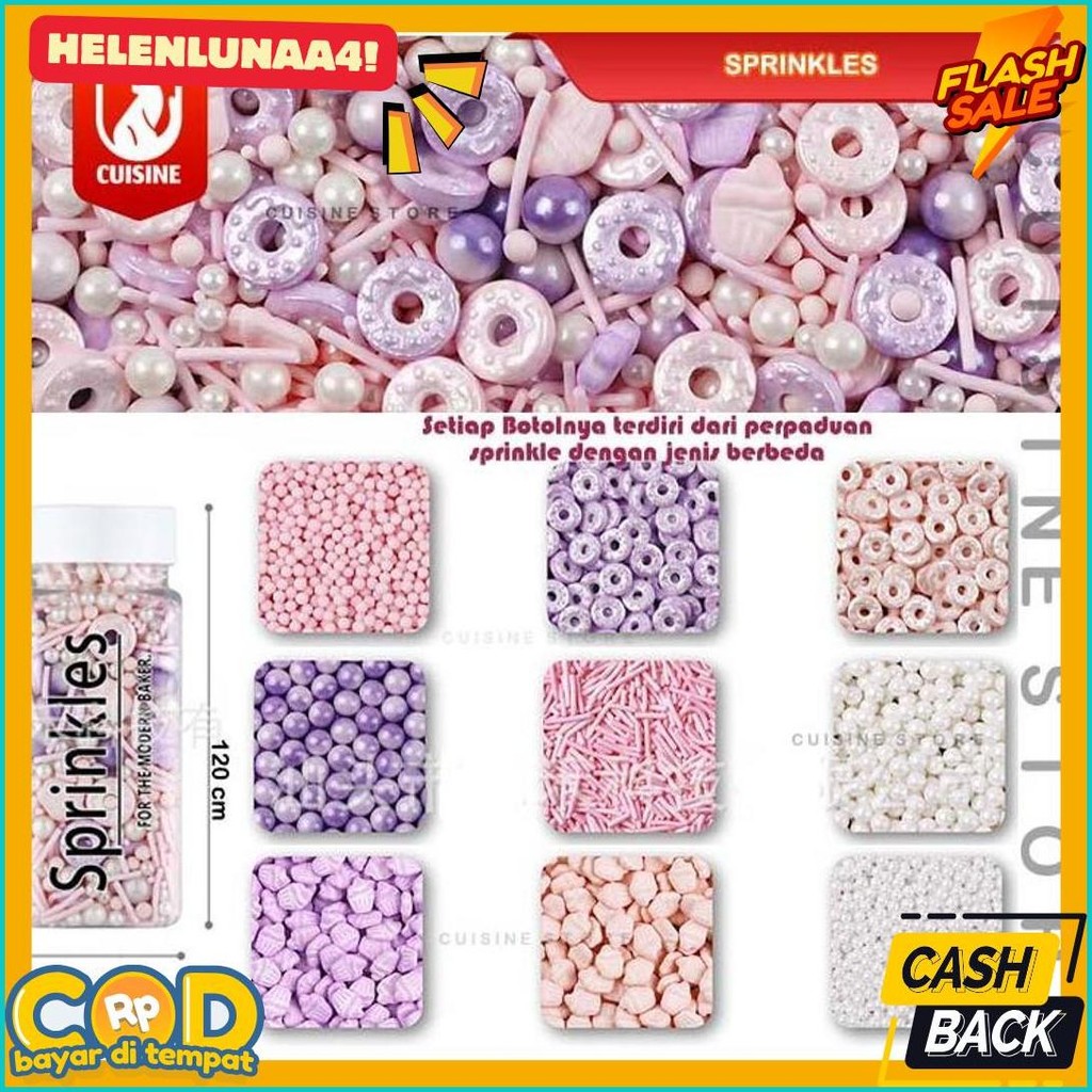 

100 Gr Edible Sprinkle Colourful Trimit Gula Dekorasi Kue Hiasan Cake Bday Cny Imlek Valentine Natal (Order Sebelum Ketinggalan)