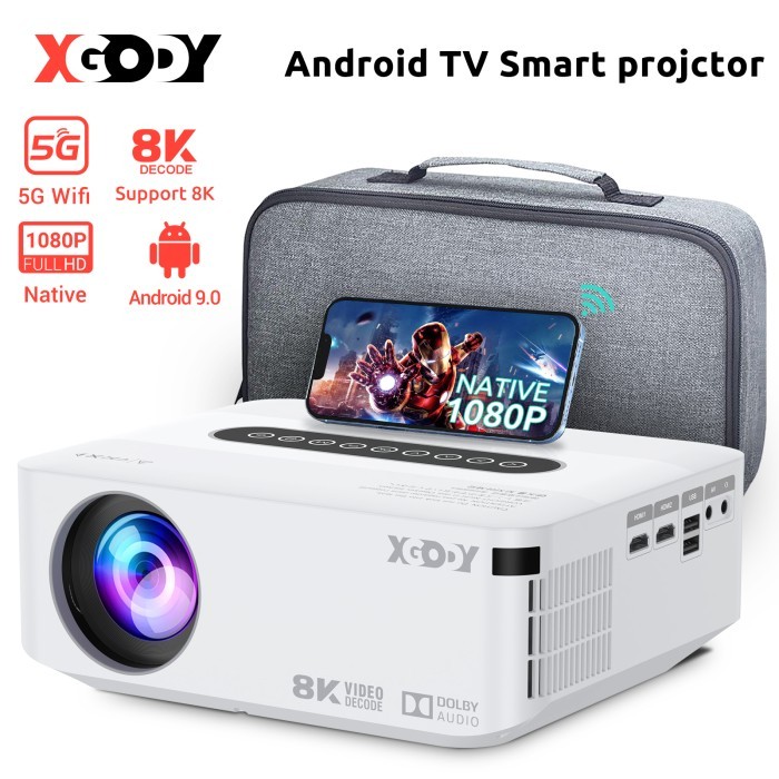 Termurah Xgody Proyektor Android 9.0 4K 380 Ansi Lumens 2Gb+16G Bluetooth X1