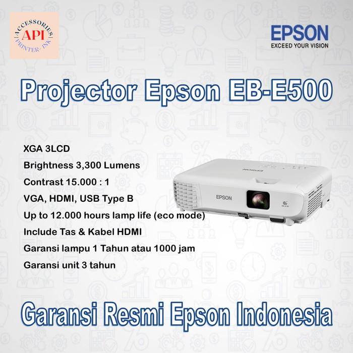 Terlaris Proyektor Epson Eb-E500 Ebe500 Eb E500 Projector Epson Eb-E500 - Resmi