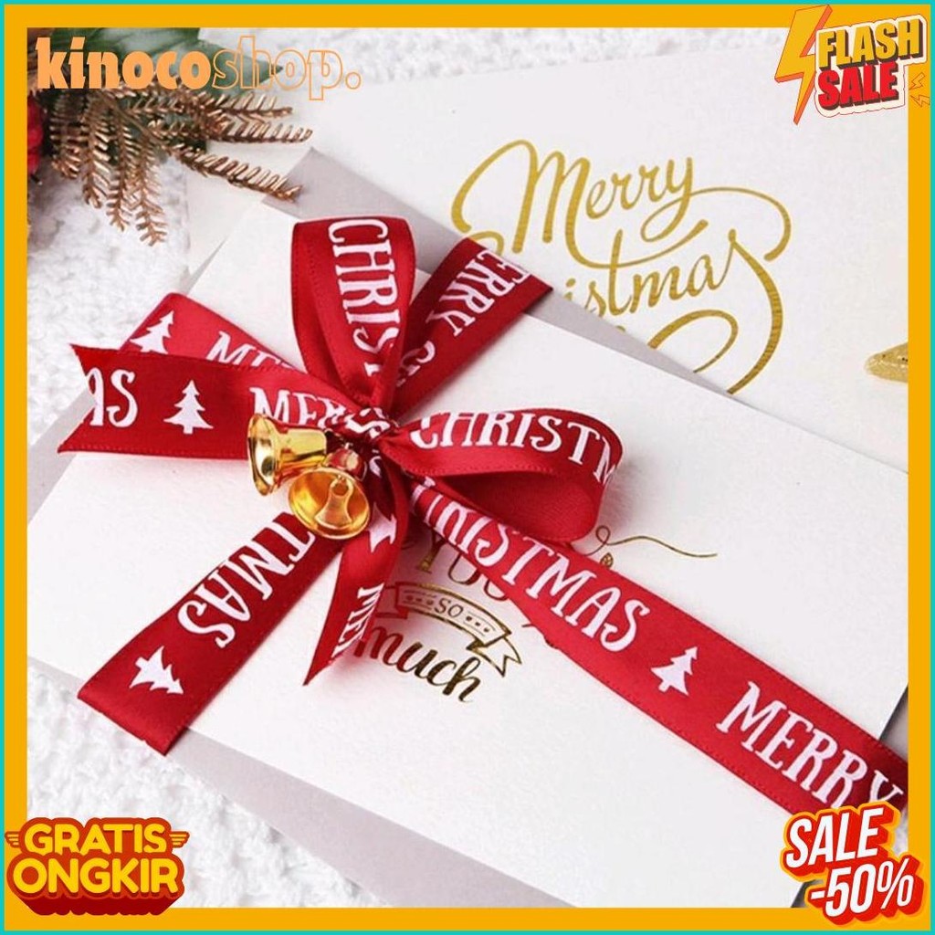 

[Roll 25 Yard Pita Natal] Pita Natal Parcel Hampers Merry Christmas / Hiasan Aksesoris Pohon Natal 2 Cm (Murmer)