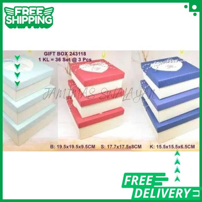 

KOTAK KADO ISI 3 PCS KODE 243118 F1 BY JAMIMAS SWALAYAN BEST SELLER !!