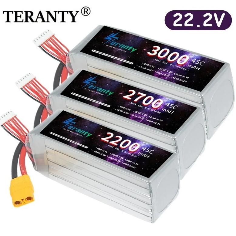 TERANTY 6S LIPO BATTERY 22.2V RC LIPO 1500MAH 1800MAH 2200MAH 2700MAH 3000MAH XT60 T XT90 PLUG 45C F