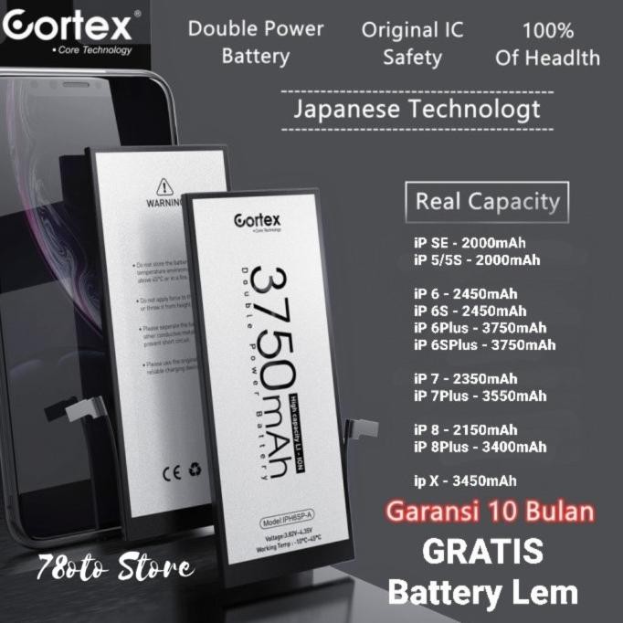 TERMURAH - Batre baterai iphone 6/6S/6Plus/6SPlus double power cortex Original