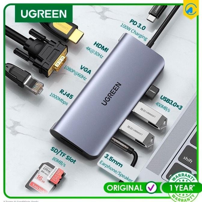 Ugreen 10 in 1 USB C multifunction Adapter Space Gray 80133