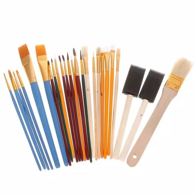 

Kuas Lukis Cat Air Akrilik Set 25 pcs Oil Paint Brush