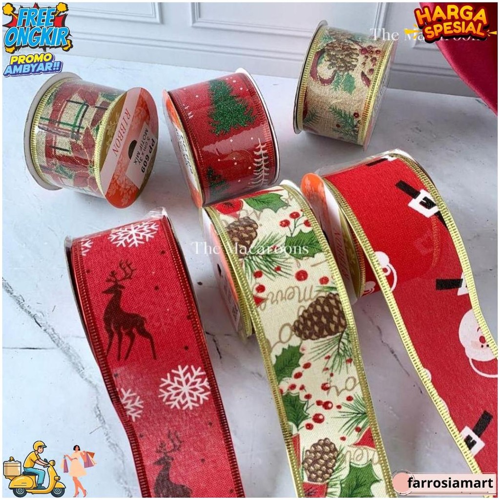 

Pita Roll Natal Hiasan Dekorasi Kado Natal / Pita Hias Hampers Parcel D Promo Puncak