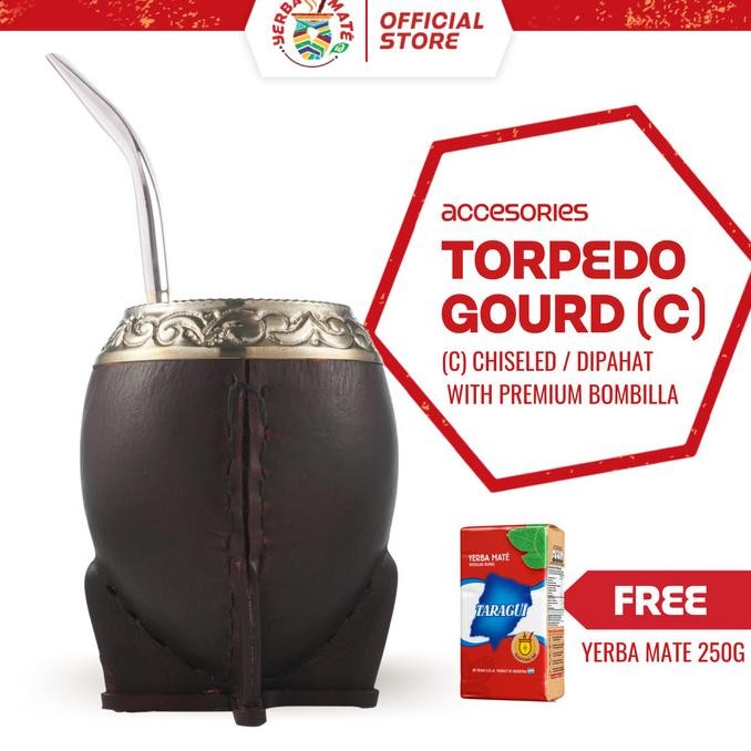 

TERMURAH - Yerba Mate Gourd Torpedo Chiseled | Silver Straw & Yerba Mate 250g