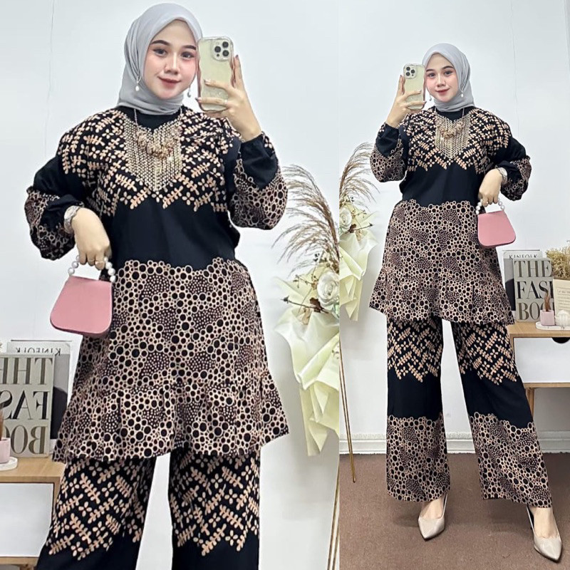 Baju Muslim SETELAN TUNIK RAYON JUMBO ONE SET JUMBO LD 120 SETELAN ARABIAN JUMBO