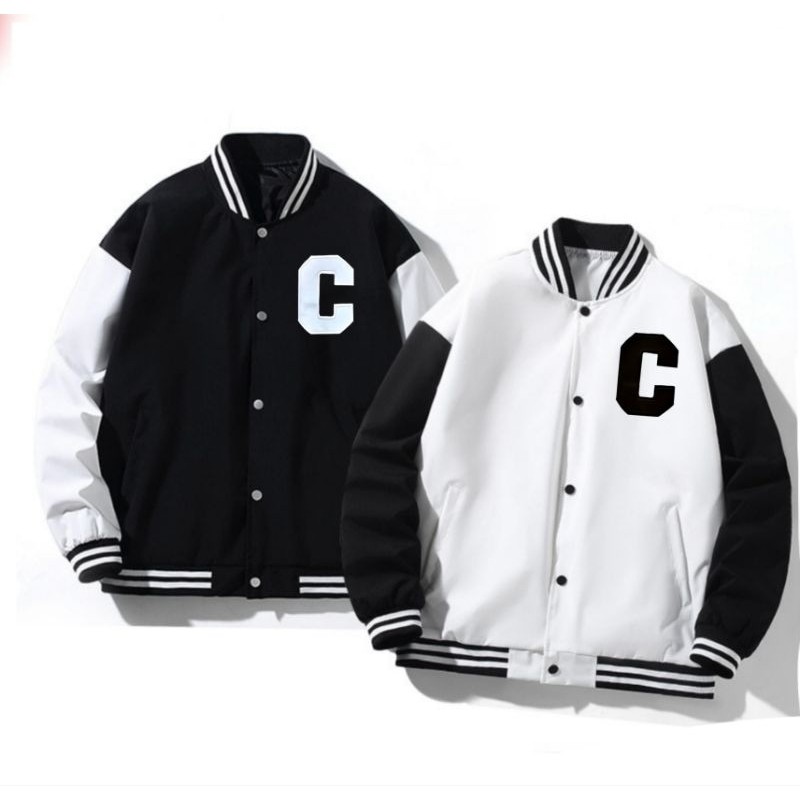 Felizo Jaket Varsity Big Size C logo Inisial Huruf Nama Cute (BISA CUSTOM HURUF) D E F Jacket Baseba