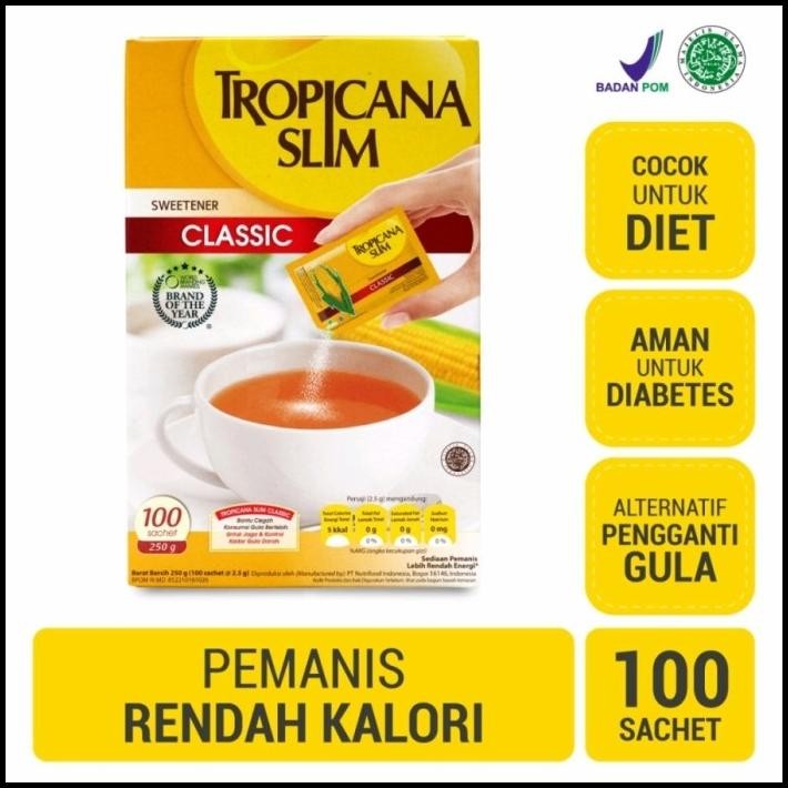 

Tropicana Slim Sweetener Classic 100 Sachet - Gula Rendah Kalori