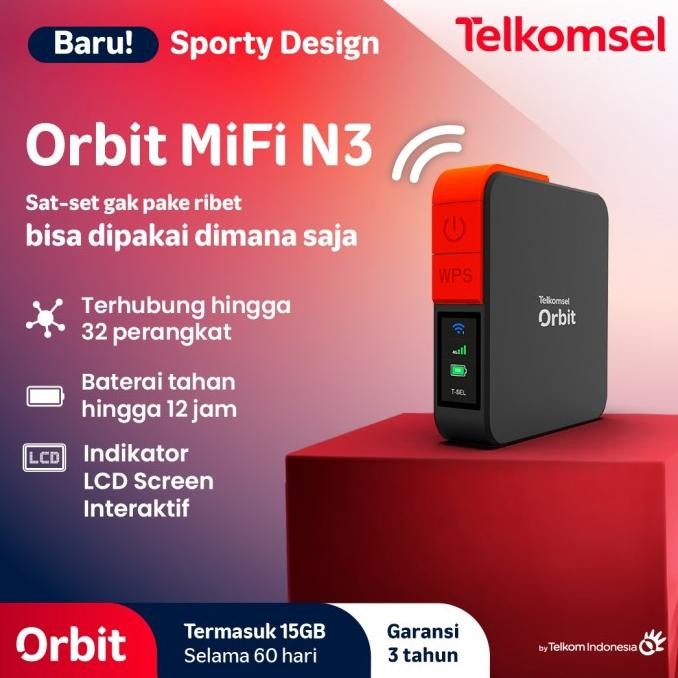 Telkomsel Orbit MiFi N3 HKM M23 Pro Modem WiFi Router 4G Free Telkomsel 15GB