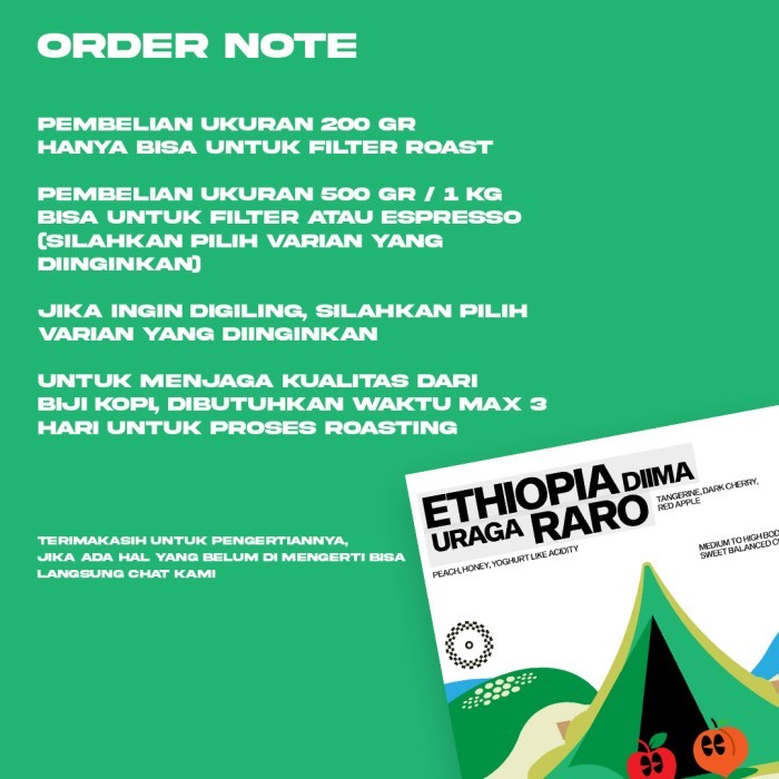 

Biji Kopi Manual Brew Arabika - Ethiopia Diima Uraga Raro - 500 Gr