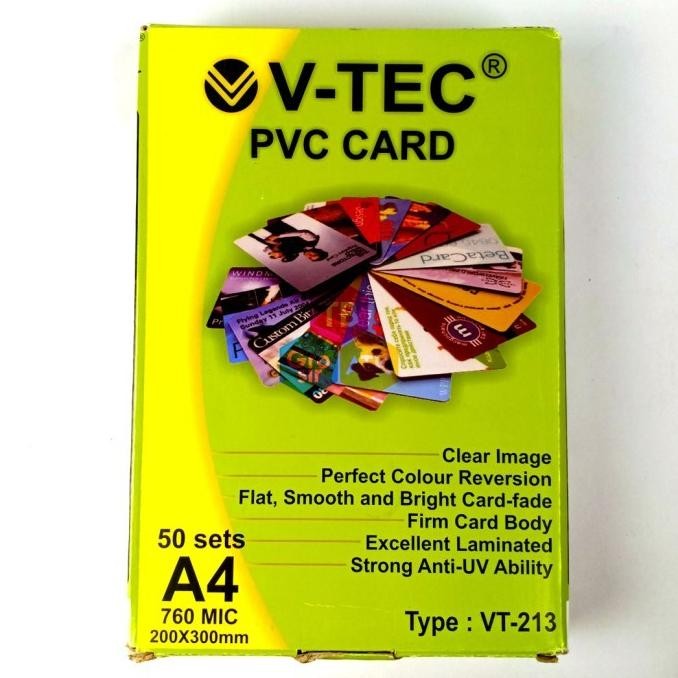 

BEBAS ONGKIR - V-Tec Kertas PVC Card Warna Putih VT-213 A4