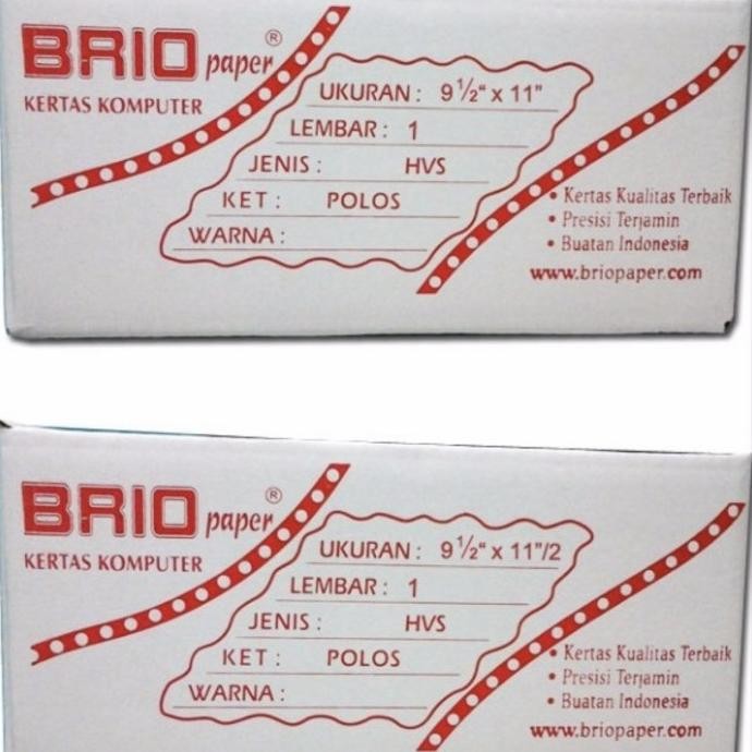 

BEBAS ONGKIR - Kertas Countinous Form 1 Ply Brio K1 HVS/ Kertas Komputer K1 Murah