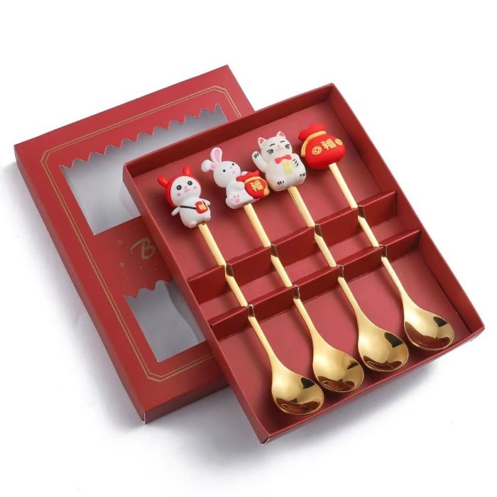 

Natal Sendok Teh Set Natal Desert Spoon Stainless Hampers Christmas Imlek - Rabbit 4pcs Limited