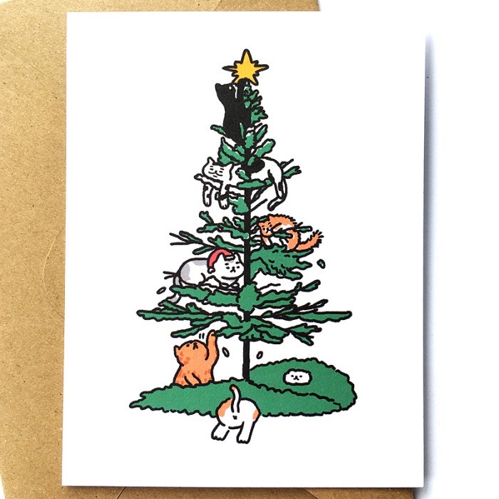 

Natal Christmas Tree Cats - Greeting Card / Postcard Limited