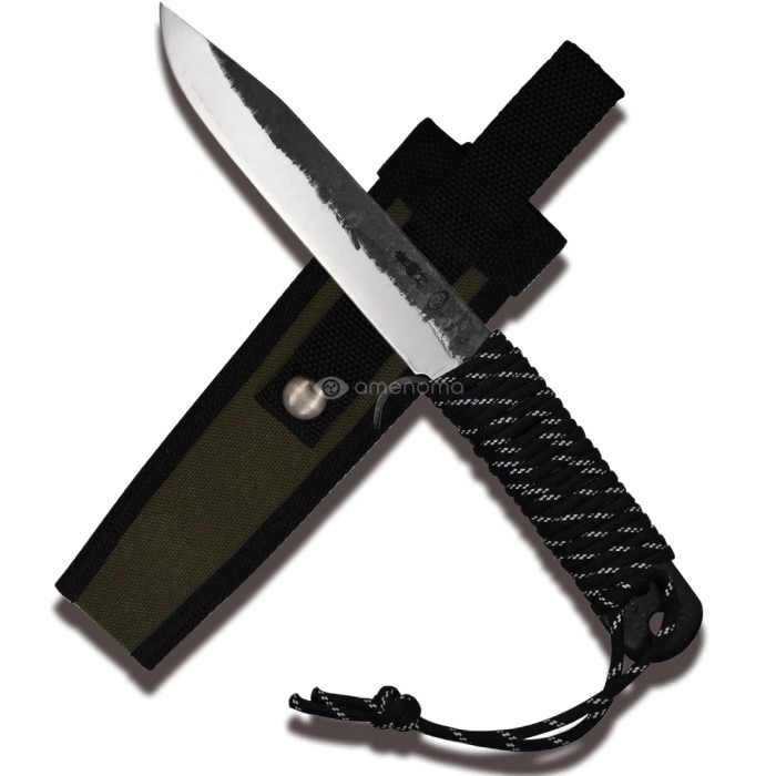 BERMUTU Japanese Outdoor Knife Amenoma Ikeuchi Bushcraft Knife Aogami#2 150mm