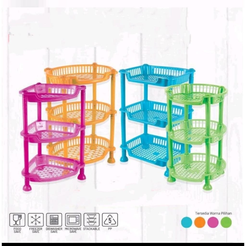 Yvette - Rak Plastik 3 Susun Serbaguna / Rak Dapur Plastik / Rak Bumbu Plastik / Rak Kosmetik - Bula