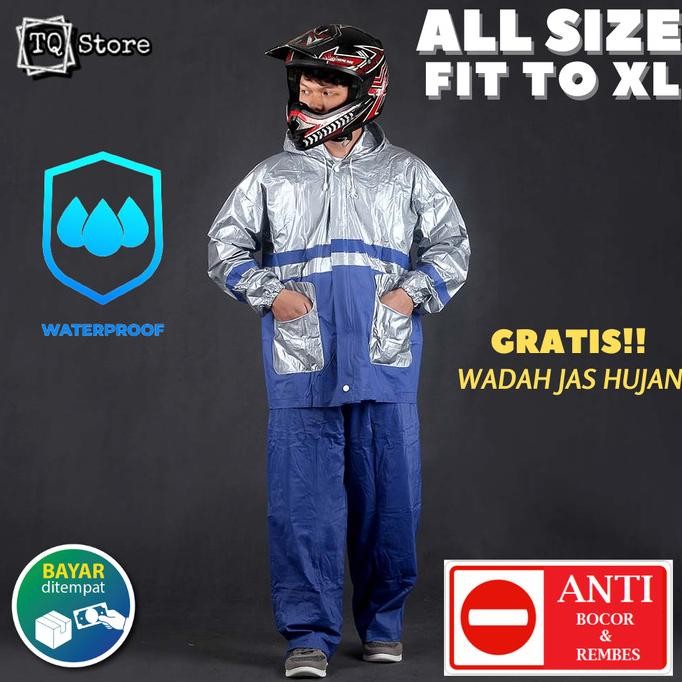 HRG DISKON Mantel Jas Hujan Ujan Motor Pria Setelan Jaket Celana Tebal Fit to XL