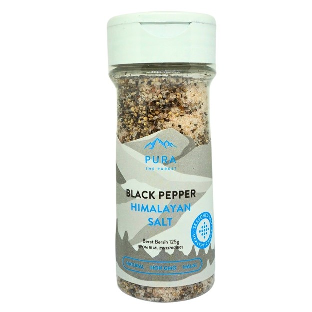 

S20549 PURA BLACK PEPPER HIMALAYAN SALT GARAM 125GR BOTOL MAJU BERSAMA (20250107)