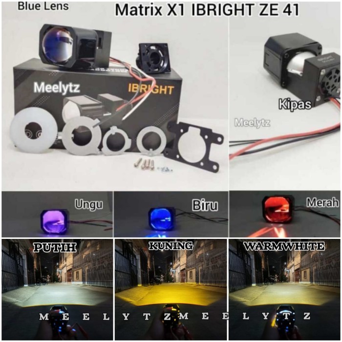 Projector Biled Ze41 Premium Biled Matrix X1 Ibright Plus Devil Plus Kipas 1,5 Inc All Weather