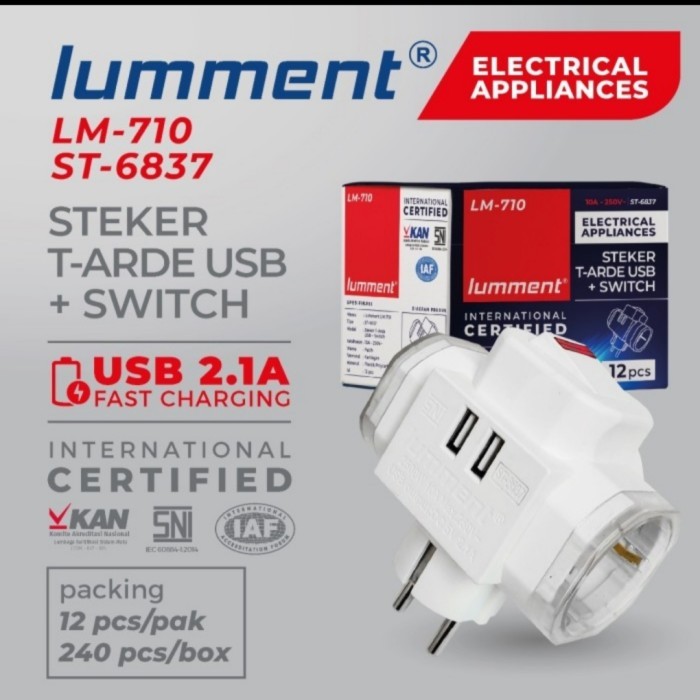 BERGARANSI STEKER T-ARDE USB LUMMENT 6837 ST-6837 / TEE ARDE USB LUMMENT 6837