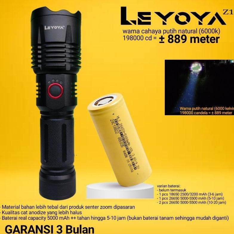 Jayashopindo Leyoya Z1 Senter Super Terang 20 Watt 1500 Lumens